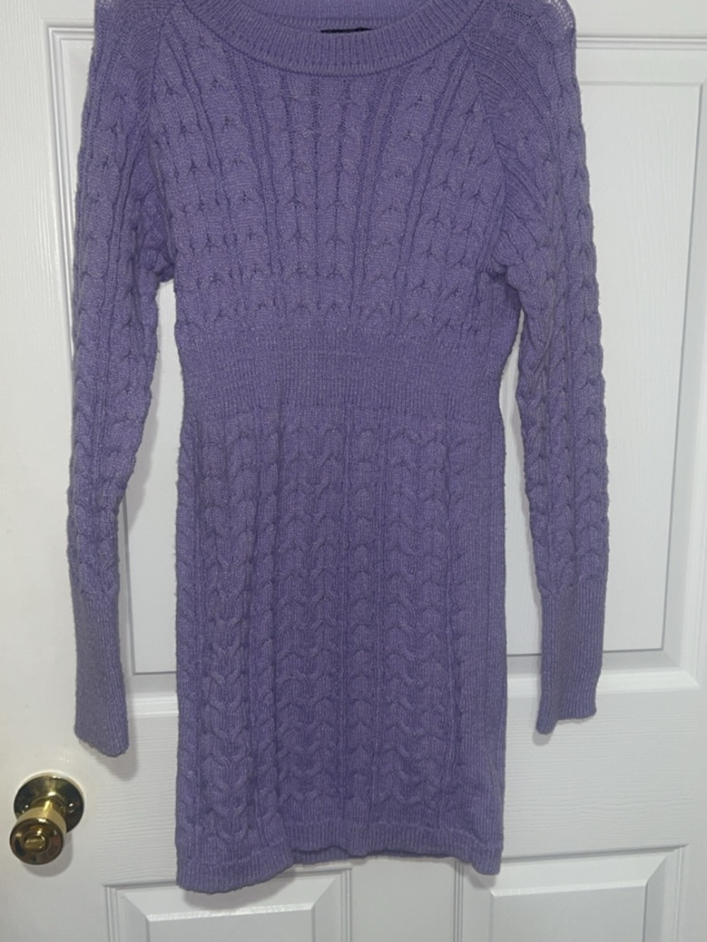SHEIN Lavender Cable Knit Long Sleeve Sweater Dress